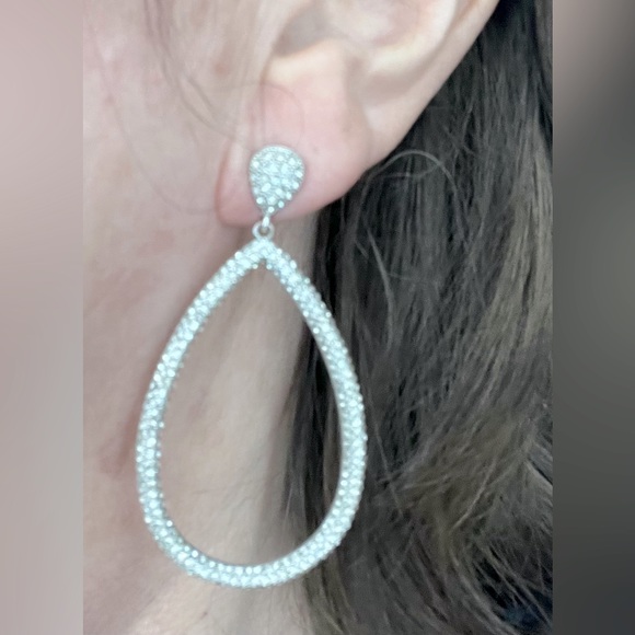 MARLYN SCHIFF STUNNING PAVE DROP EARRINGS - Picture 2 of 4